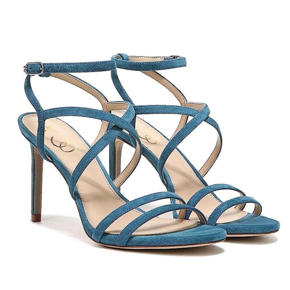 Sam Edelman Womens Delanie Heeled Sandals US 7 M Indigo Blue Suede EUC
